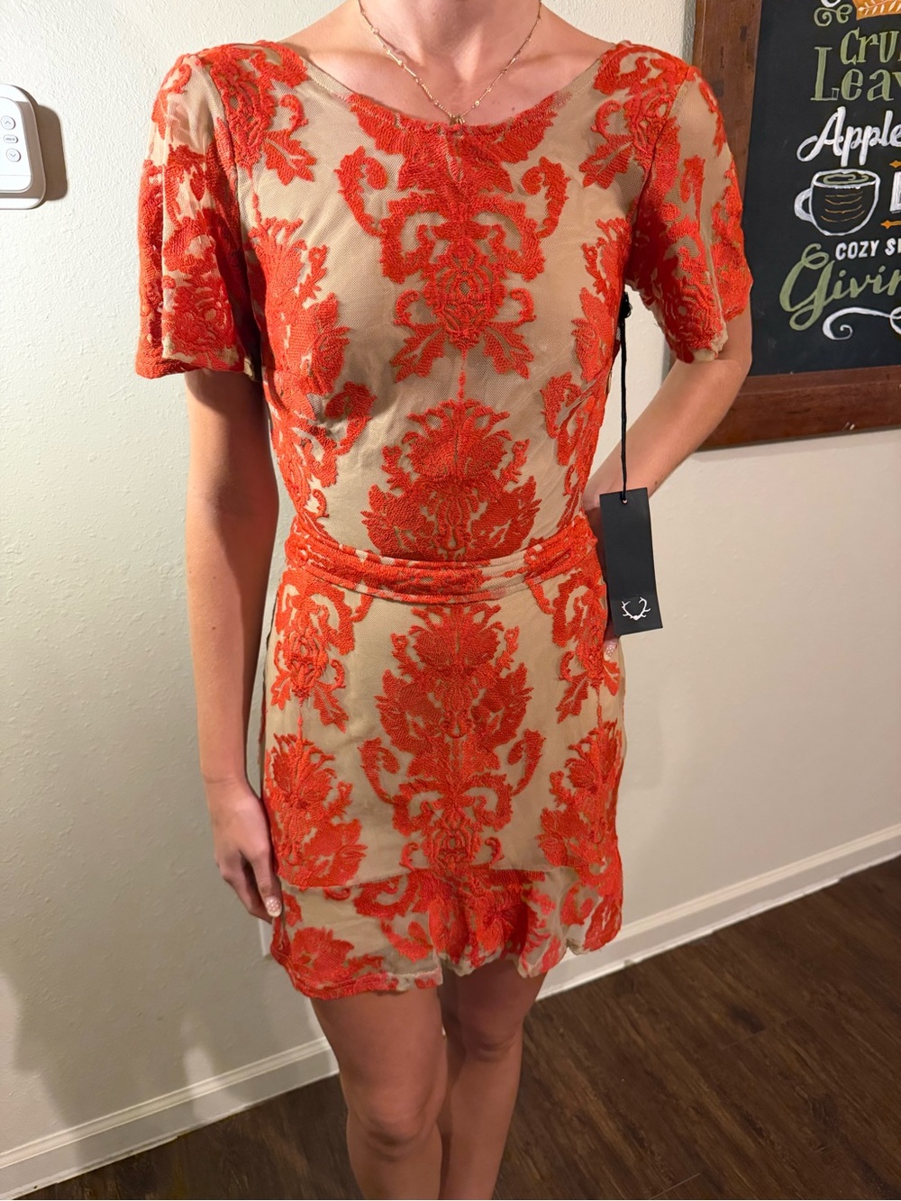✨For Love & Lemons San Marcos red lace mini dress NWT size XS